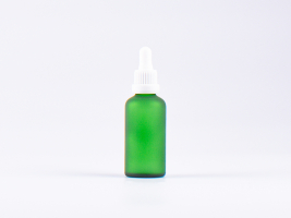 Grünglasflasche 50ml, mit Pipette OV weiss